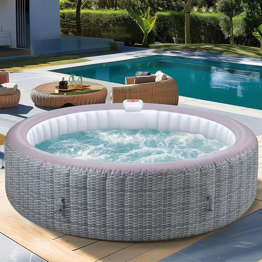 82'' Round Portable Inflatable Hot Tub W/Heating & Filters,6 Person