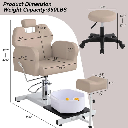 360 Degree Swivel Foot Spa Chair, Hydraulic Pedicure Chair For Massage Shop