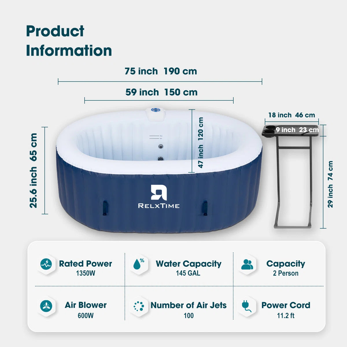 2-person Oval Portable Massage Hot Tub