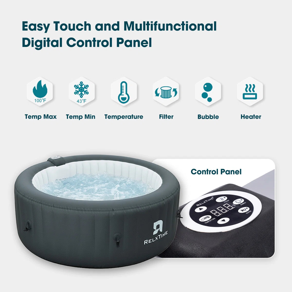 Inflatable Hot Tub 2-4 Person, Blow Up Hottub Portable Spa Square Outdoor