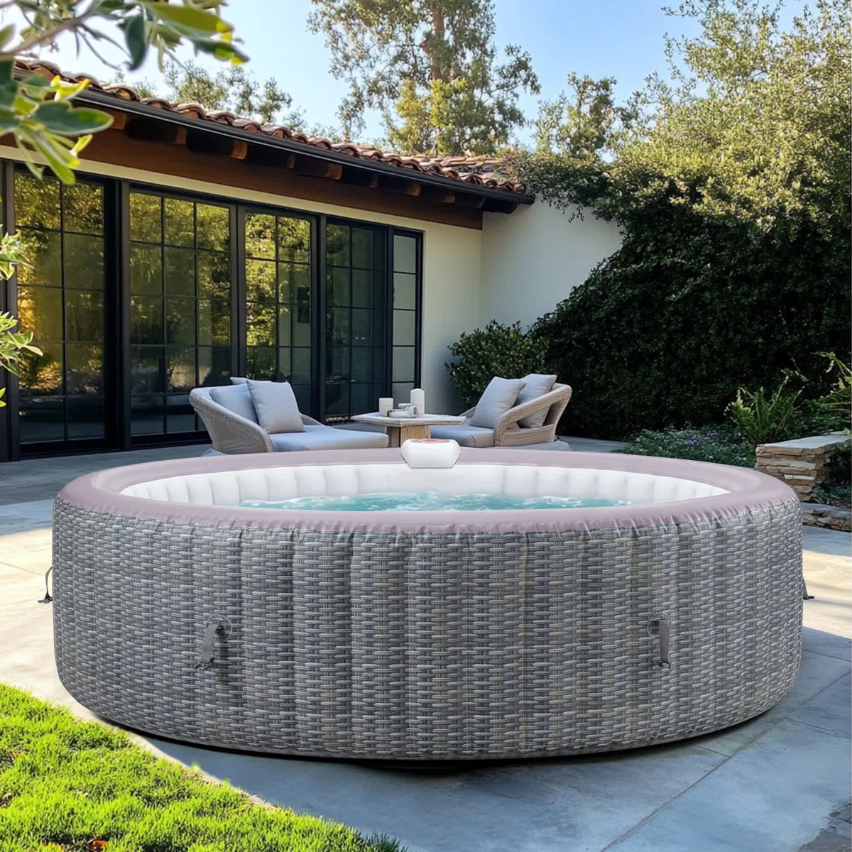 82'' Round Portable Inflatable Hot Tub W/Heating & Filters,6 Person