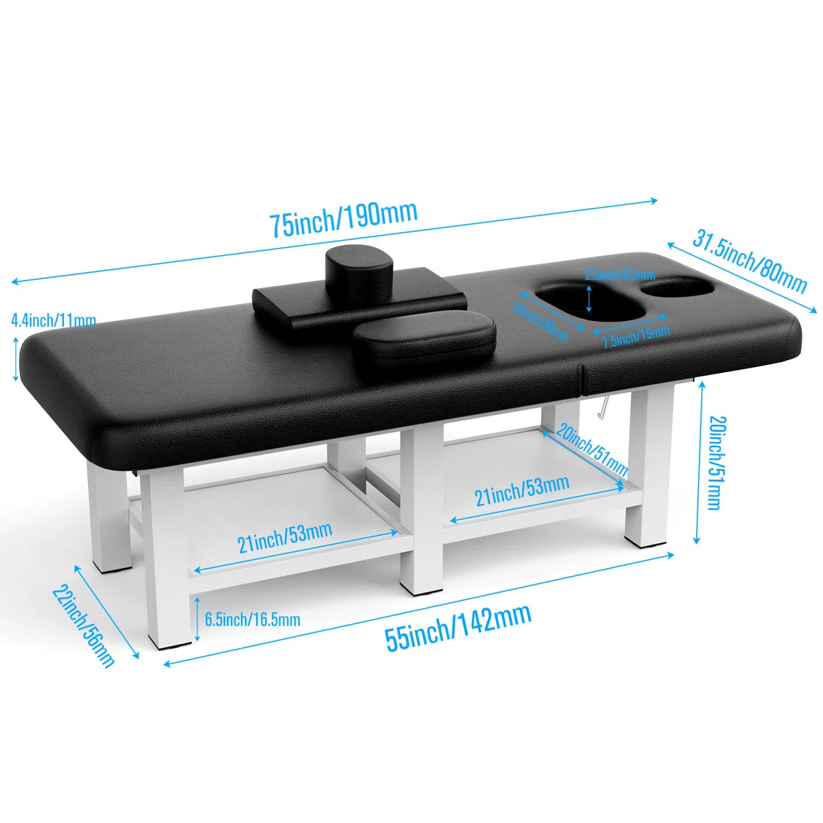 Adjustable Bed Spa Facial Care Lash Tattoo Bed with Metal Base