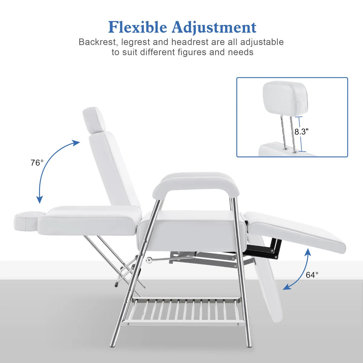 Adjustable Spa Massage Bed with Storage Shelf