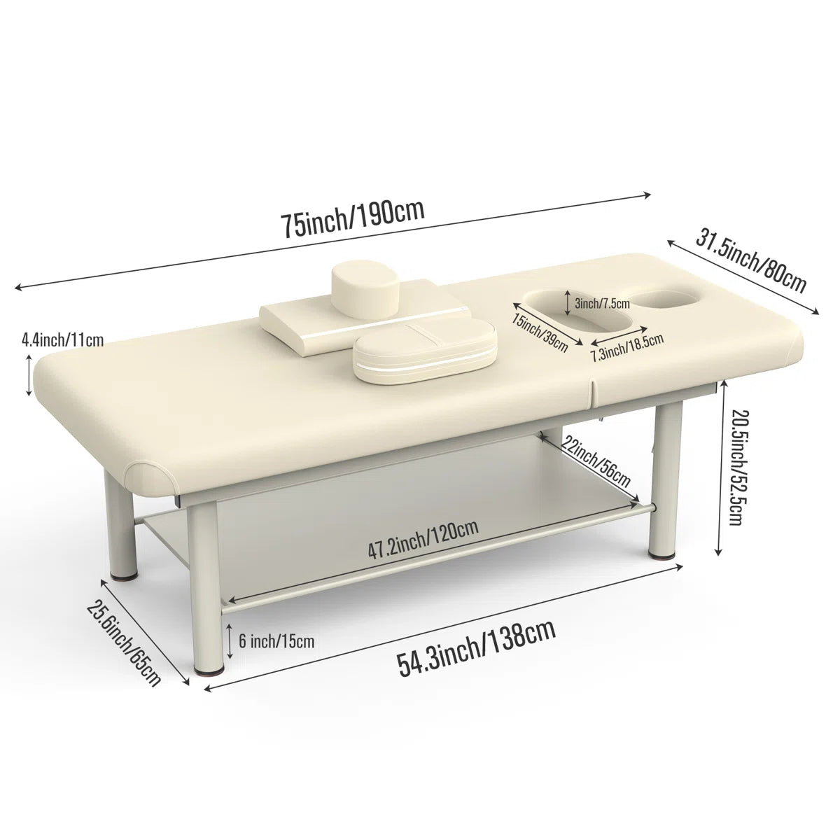 Quang Professional Massage Table Lash Bed Beauty Spa Bed with Metal Legs