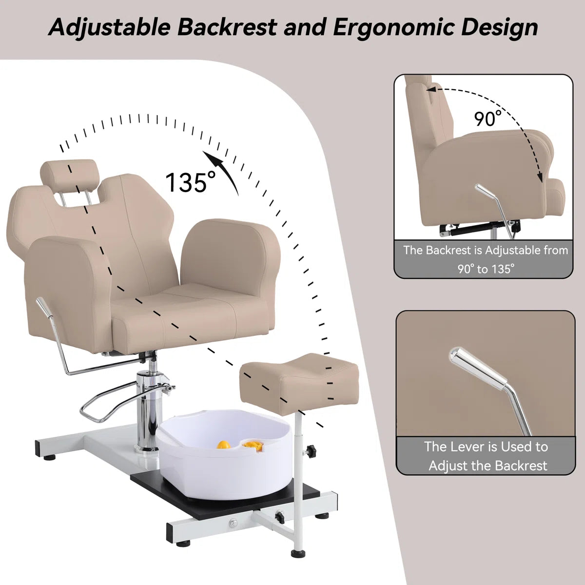 360 Degree Swivel Foot Spa Chair, Hydraulic Pedicure Chair For Massage Shop